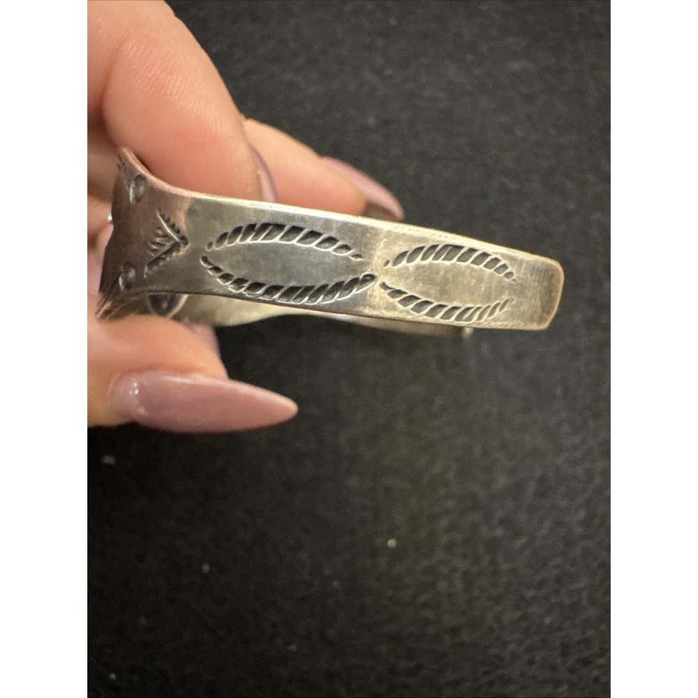 OLD FRED HARVEY era Navajo THUNDERBIRD Turquoise Sterling Bracelet - Picture 7 of 10